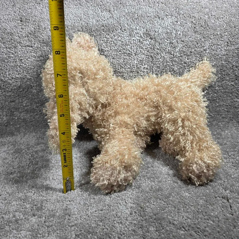 Poodle Dog Plush Tan Curly Fur Standing Stuffed Animal 12